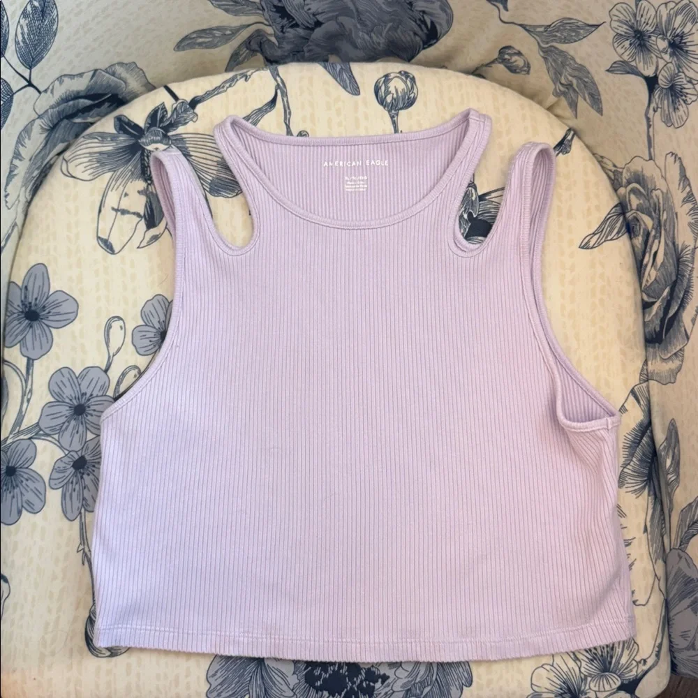 Lavender Ribbed Cutout Crop Tank - Picture 4 of 4